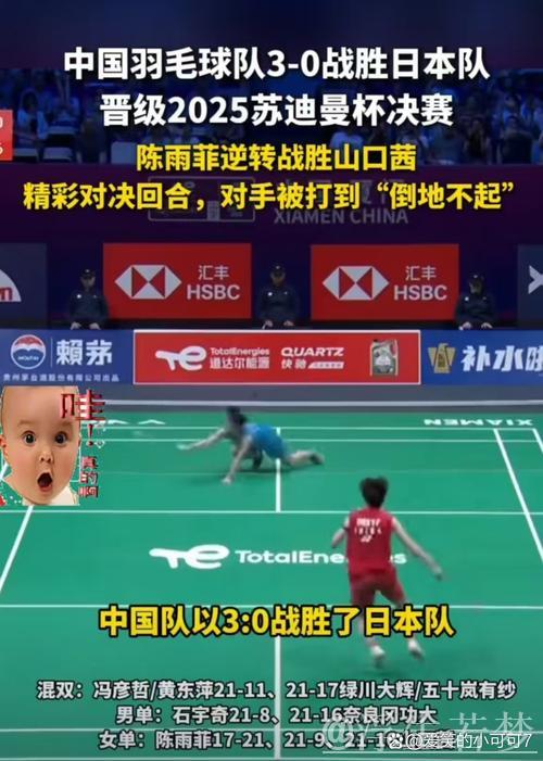 苏迪曼杯：中国队力克日本队强势挺进决赛